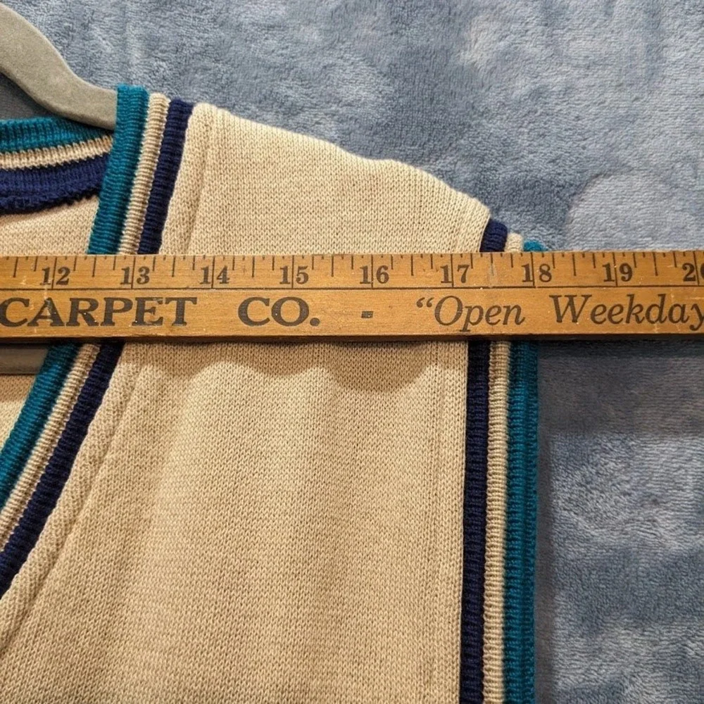 Vtg Cutter & Buck Men Beige V-Neck Sweater Vest Walden Ponds Golf Embroidered XL